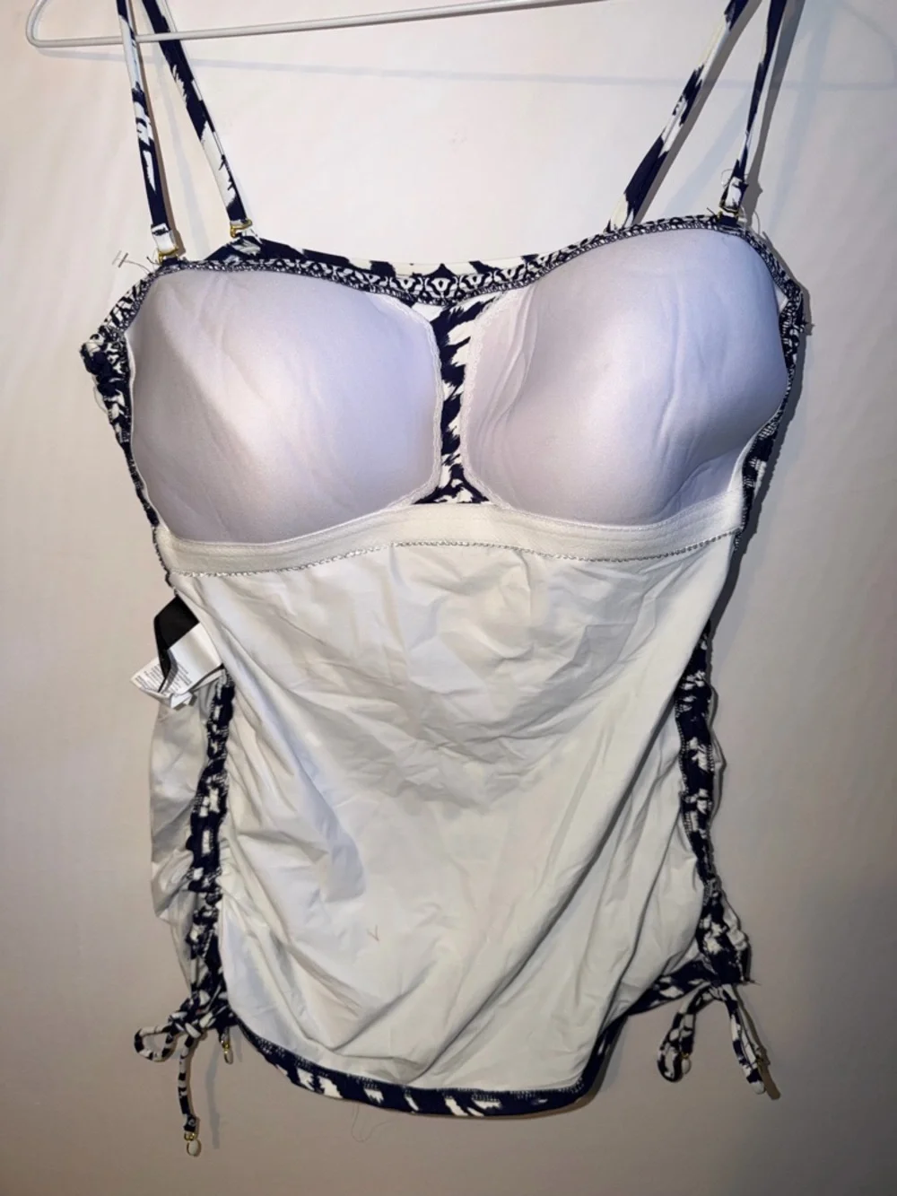 La Blanca Navy & White Printed Tankini Top with Adjustable Straps NWT size 14 - Picture 7 of 7